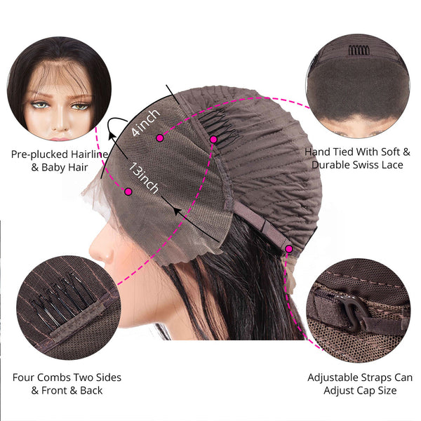 13x4 Balayage Lace Wig Glueless Vrigin Human Hair Body Wave
