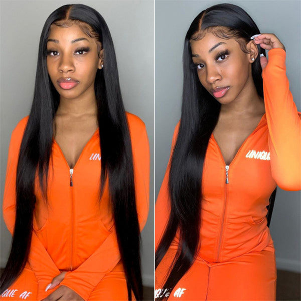 13x6 150% Lace Front Wigs Human Hair Pre-Plucked Straight Long Wig