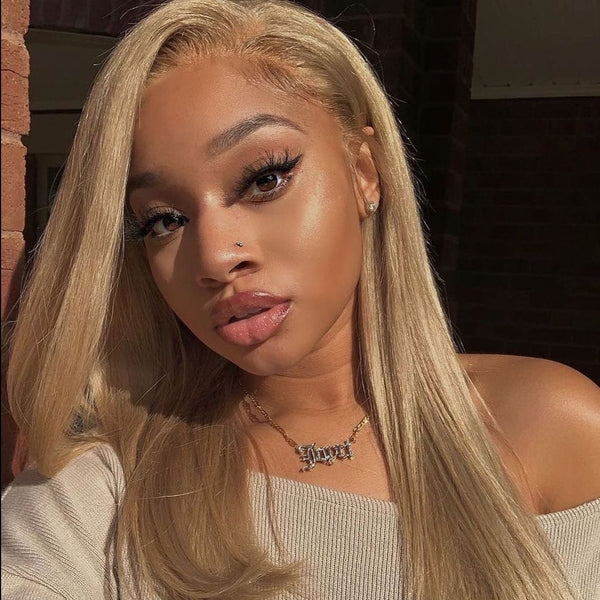 13x4 200% #613 Blonde Hair HD Lace Straight Lace Front Wig