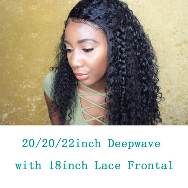 7A 3 Bundles Brazilian Hair with Frontal Deep Wave
