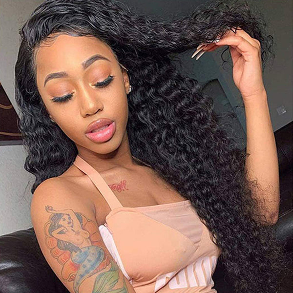 250% 13x4 Lace Front Wig Human Hair Deep Wave