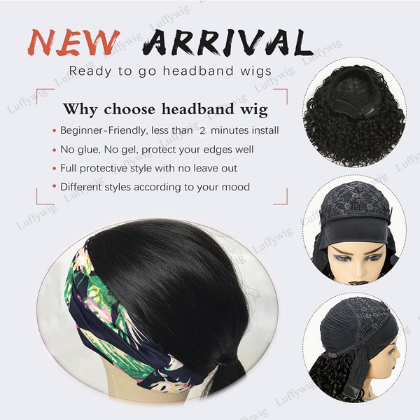 Water Wave Headband Wig Virgin Human Hair(Get Free Headband)