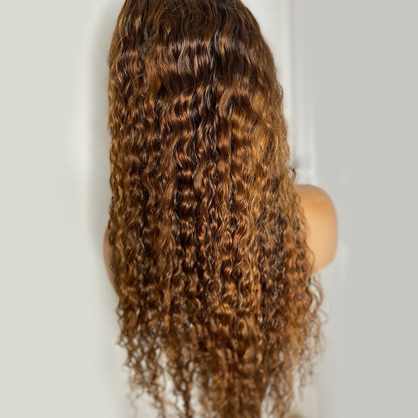 4x4 #1B/27 Ombre Lace Front Wig Afro Curly Virgin Human Hair