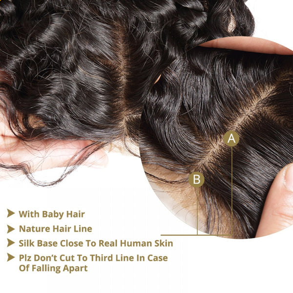 4X4 Silk Base Closure Brazilian Hair Loose wave