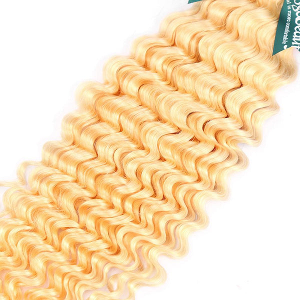 8A #613 Blonde Deep Wave Hair Bundles 1-3 Bundles
