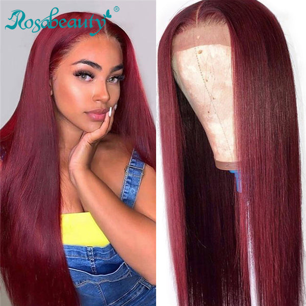 T-Part 99J Burgundy Straight Lace Frontal Wig Human Hair Wigs