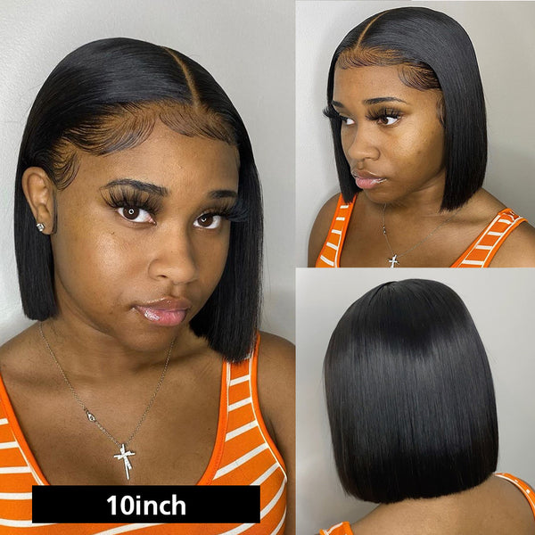 T Part Lace 150% Bob Wig Straight Virgin Human Hair
