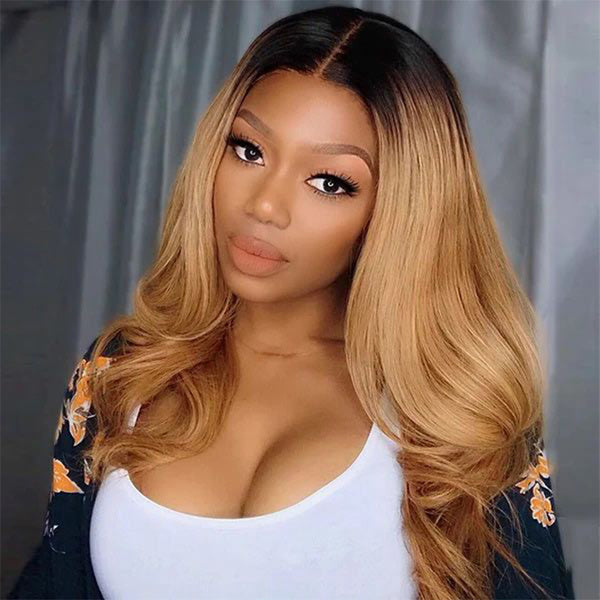 T-Part Ombre Honey Blonde Body Wave Lace Front Wig Virgin Human Hair