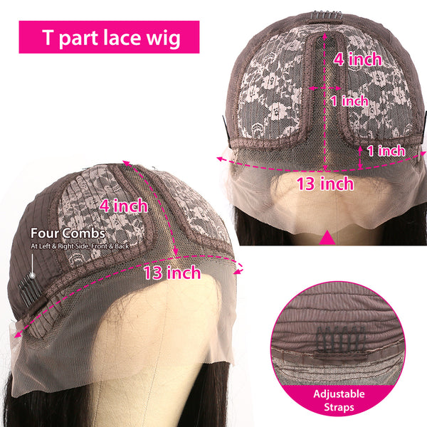 T Part #4/27 Straight Bob Lace Wig Ombre Glueless Human Hair Silky Blunt Cut