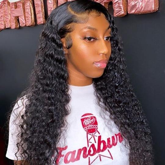 T Part Deep Wave Lace Front Wig Virgin Human Hair Pre-Plucked With Baby Hair