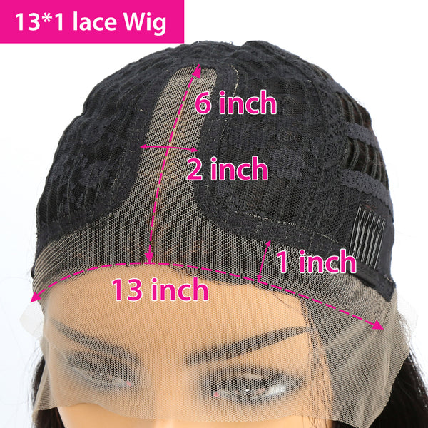 T Part Lace #1B/99J Highlight Straight Human Hair Lace Front Wig