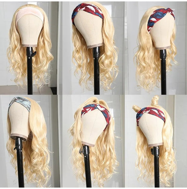 613 Blonde Headband Wig Body Wave Virgin Human Hair(Get Free Headband)