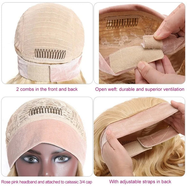 613 Blonde Headband Wig Body Wave Virgin Human Hair(Get Free Headband)