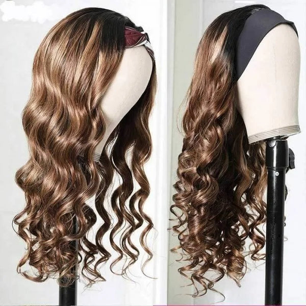 #4/27 Highlight Body Wave Headband Wig Glueless Virgin Human Hair