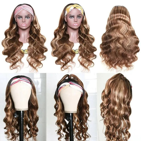 #4/27 Highlight Body Wave Headband Wig Glueless Virgin Human Hair