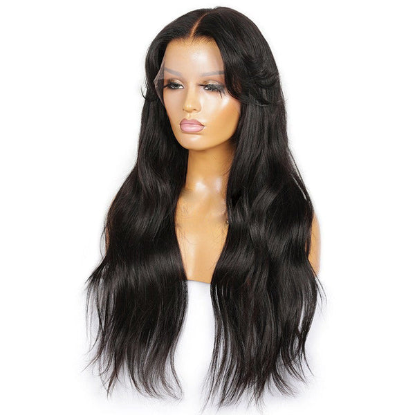 HD Lace Wig With Curtain Bangs Glueless Human Hair Natural Wavy