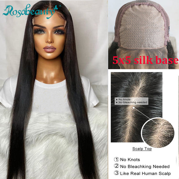 5x5 Lace Closure Wigs Virgin Human Hair Straight